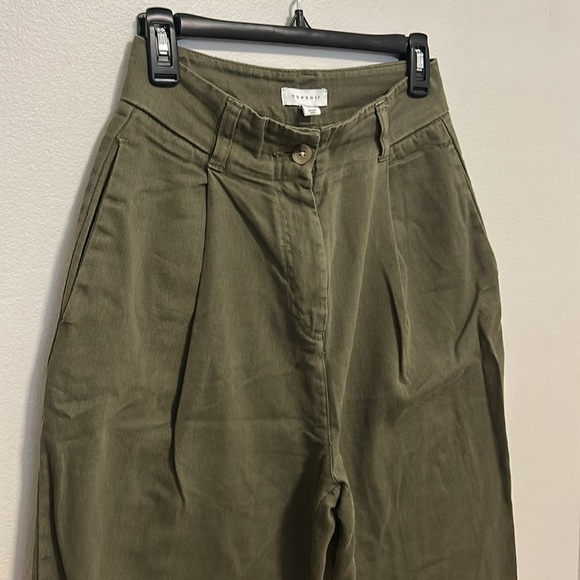 Topshop Green Wide Leg Pants High-Waisted - Picture 2 of 7